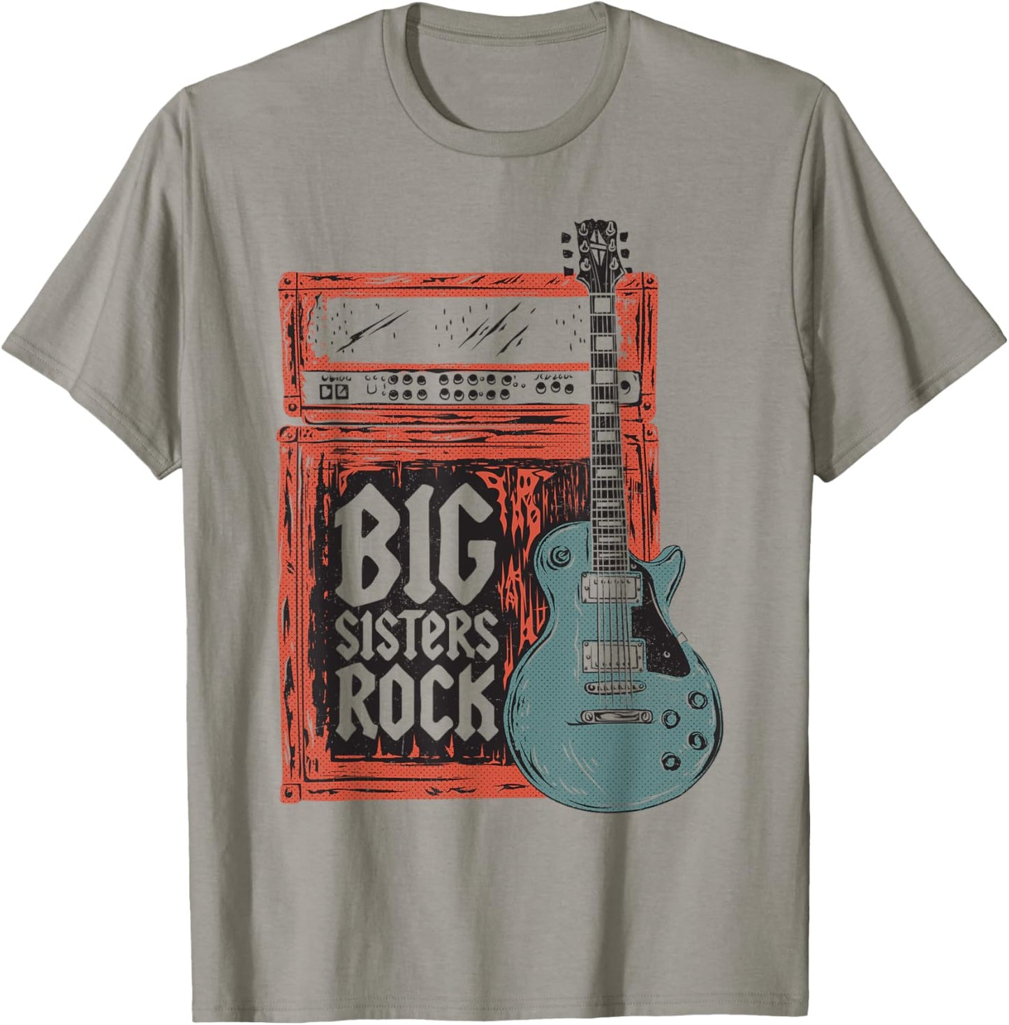 Big Sisters Rock Guitar Funny Guitarist Sister Sibling Music T-Shirt - T-Shirt | Sand