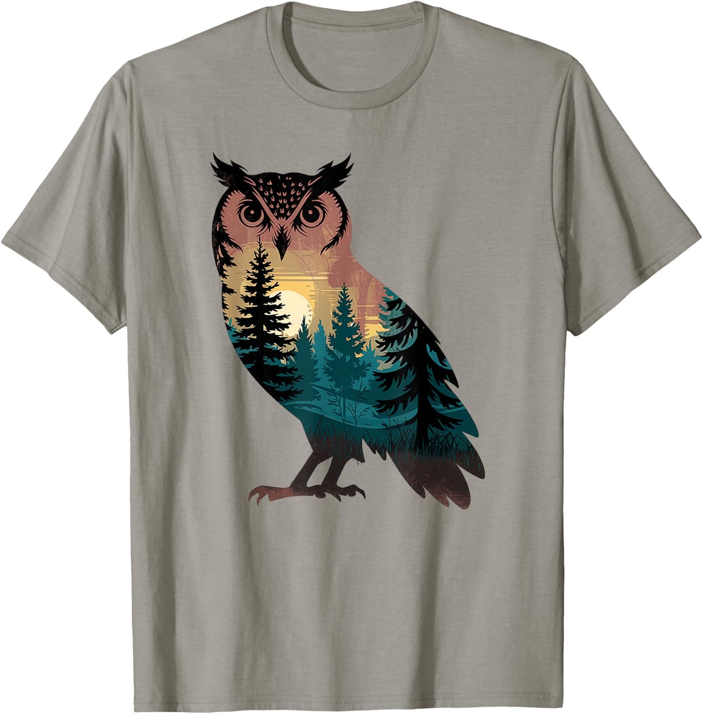 Owl Hunting Hiking Outdoor Camping Forest Men Women Owl T-Shirt - T-Shirt | Sand