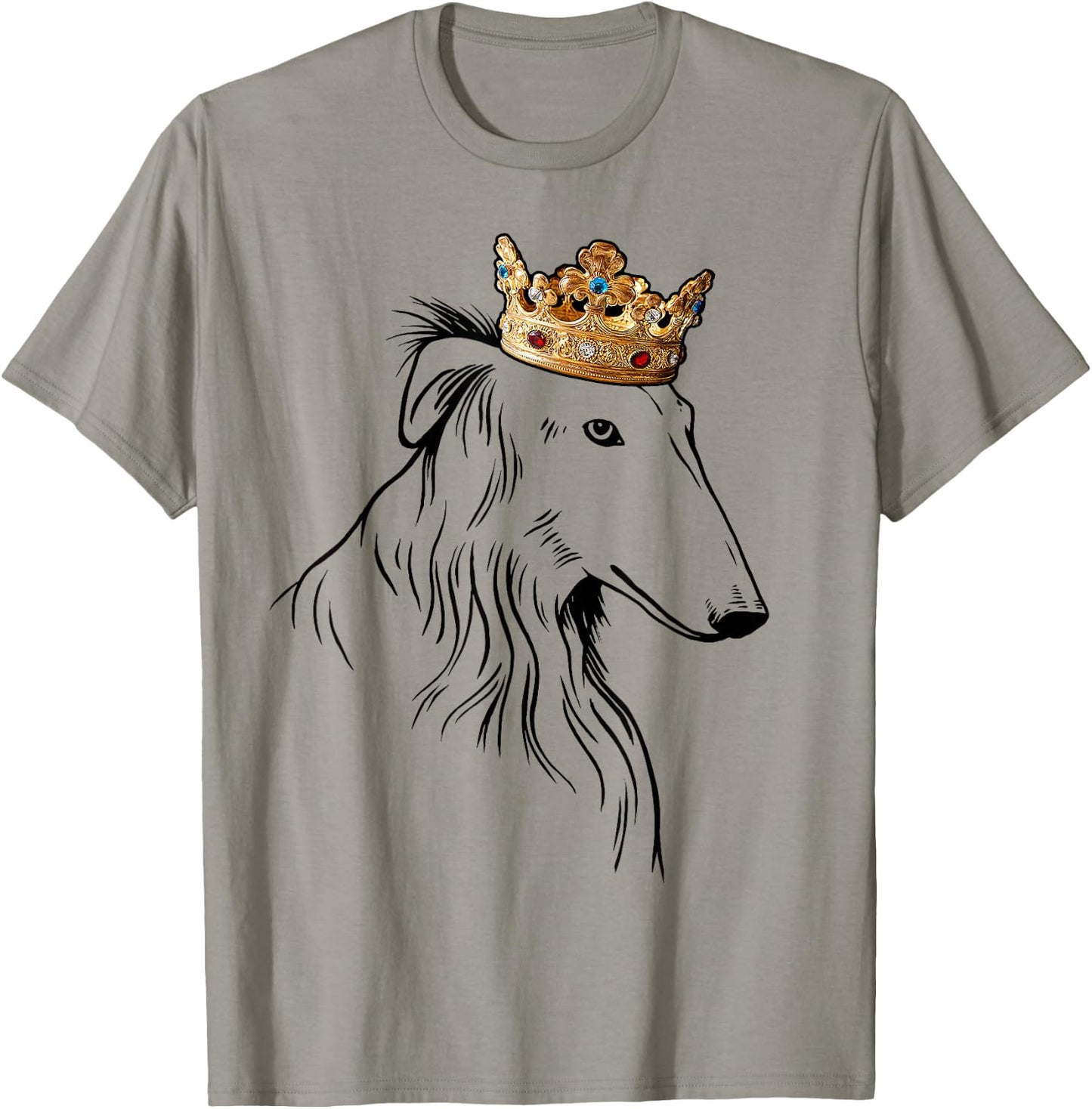 Barsoi Dog Wearing a Crown T-Shirt - T-Shirt | Sand