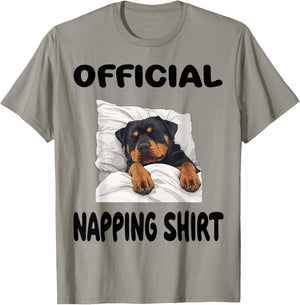 Rottweiler Rottie Dog Pajamas Nightgown Official Napping T-Shirt - T-Shirt | Sand