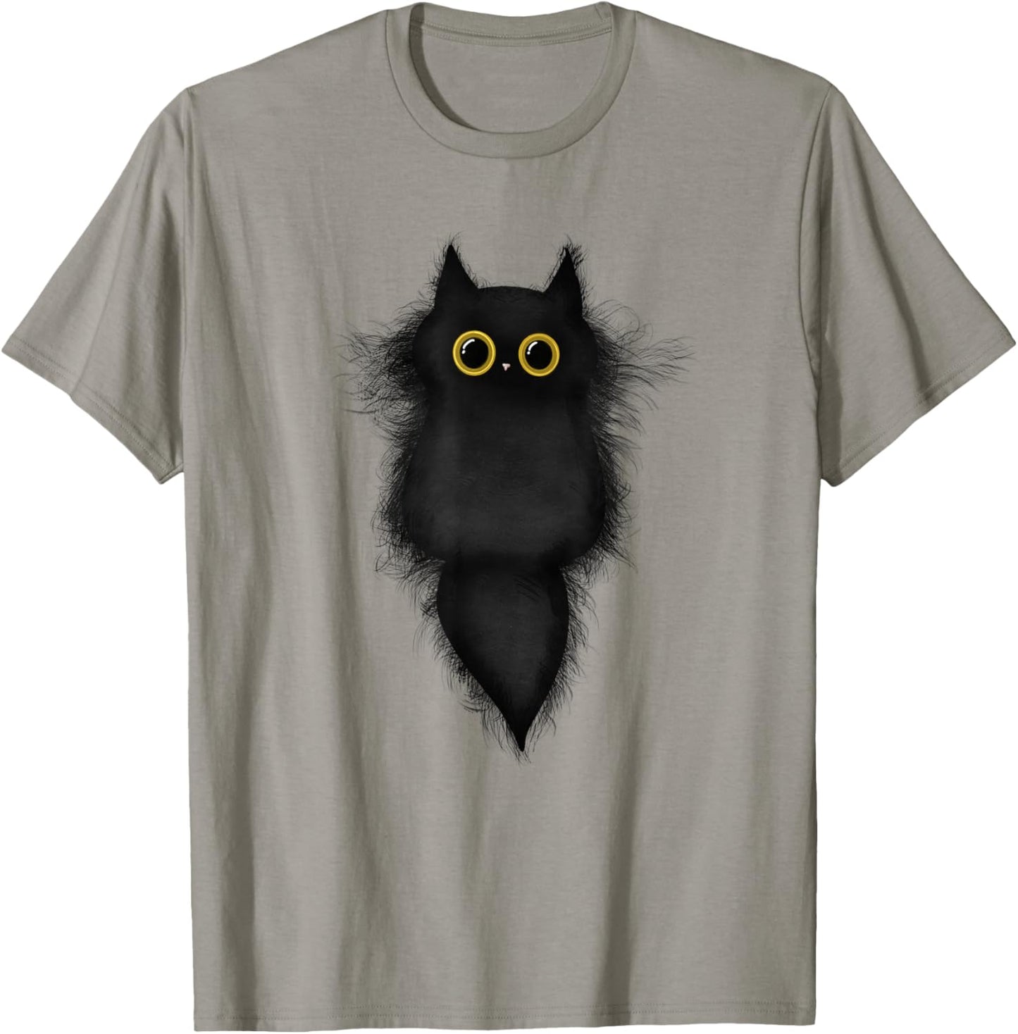 Cute Funny Black Cat Yellow Eyes Cat Lover Cat Mom Cat Dad T-Shirt - T-Shirt | Sand