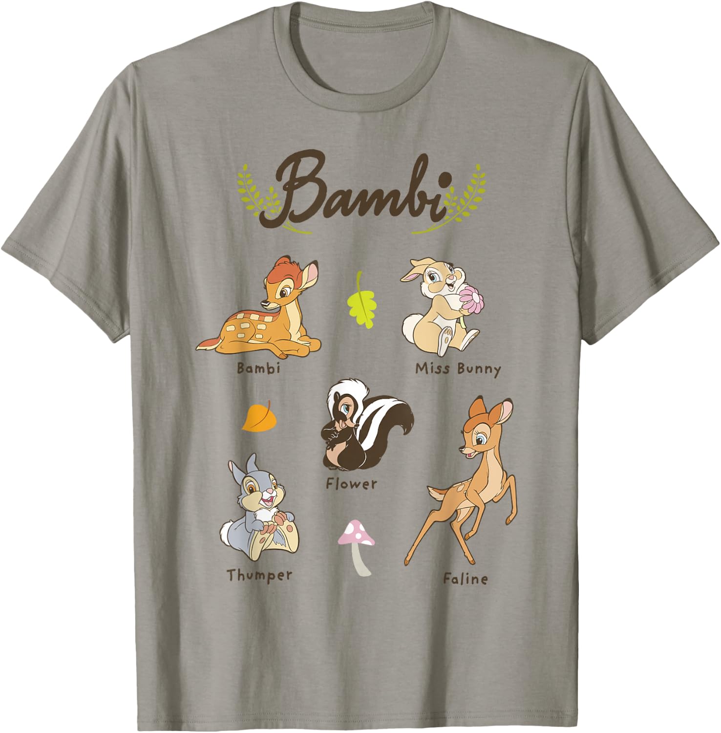 Disney Bambi Vintage Movie Characters Textbook Display T-Shirt - T-Shirt | Sand