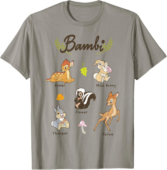 Disney Bambi Vintage Movie Characters Textbook Display T-Shirt - T-Shirt | Sand
