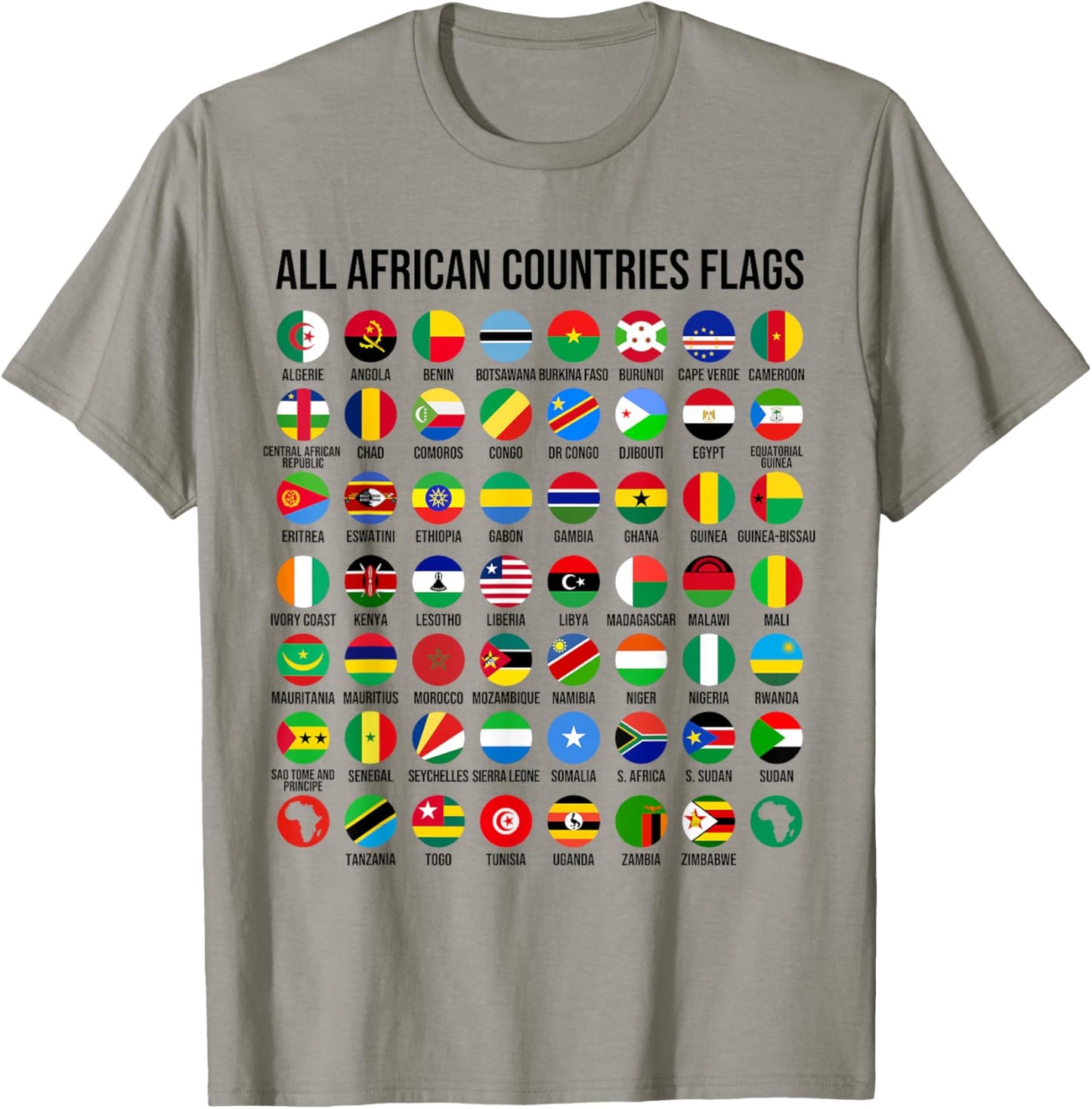 Flags of the Countries of Africa 54 Flag African Geography T-Shirt - T-Shirt | Sand