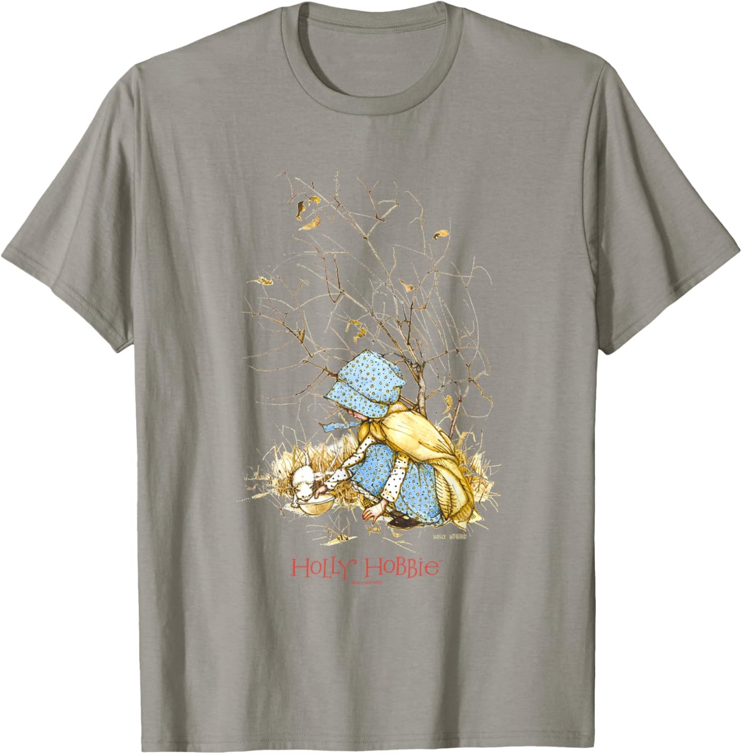 Holly Hobbie Vintage Christmas Kitten Sweet Winter Scene T-Shirt - T-Shirt | Sand