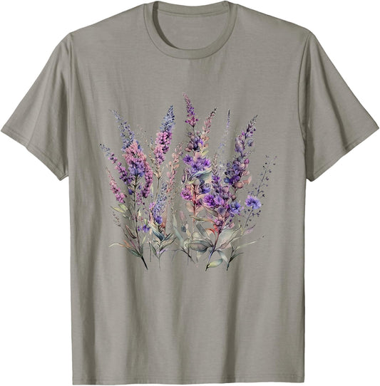 Vintage Pressed Lavender Flowers Floral Boho Cottagecore T-Shirt - T-Shirt | Sand
