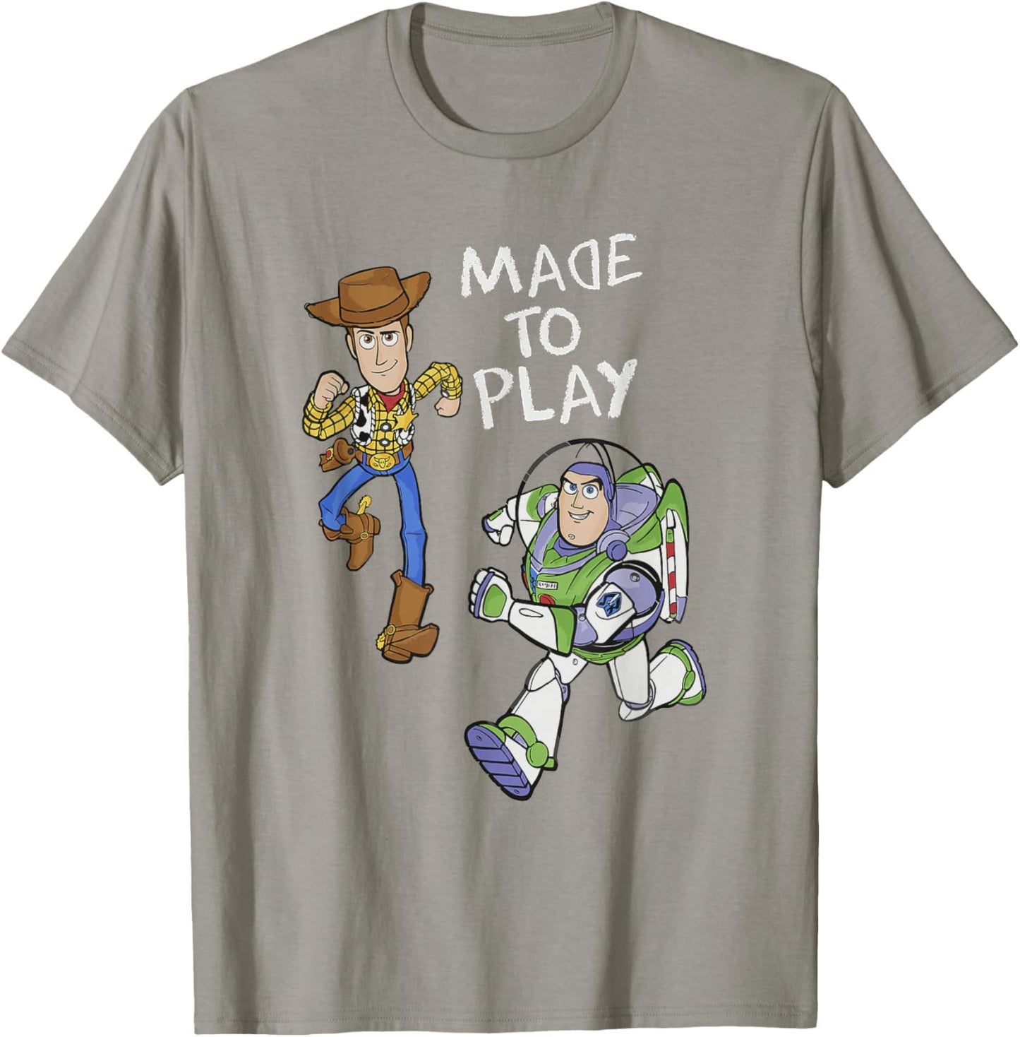 Disney Pixar Toy Story Woody Buzz Made To Play Chest Poster T-Shirt - T-Shirt | Sand