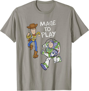 Disney Pixar Toy Story Woody Buzz Made To Play Chest Poster T-Shirt - T-Shirt | Sand