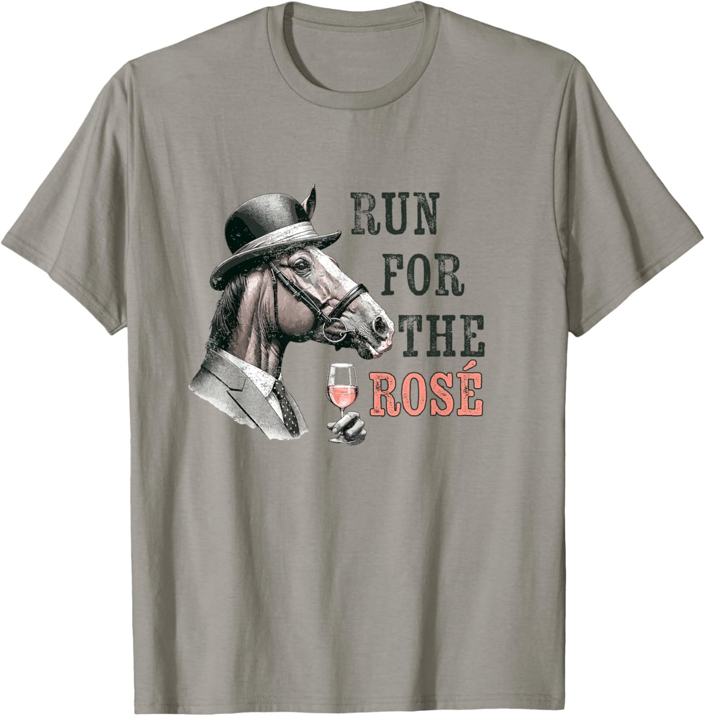 Dapper Derby Horse Sipping Rosé Wine Race Day Party T-Shirt - T-Shirt | Sand