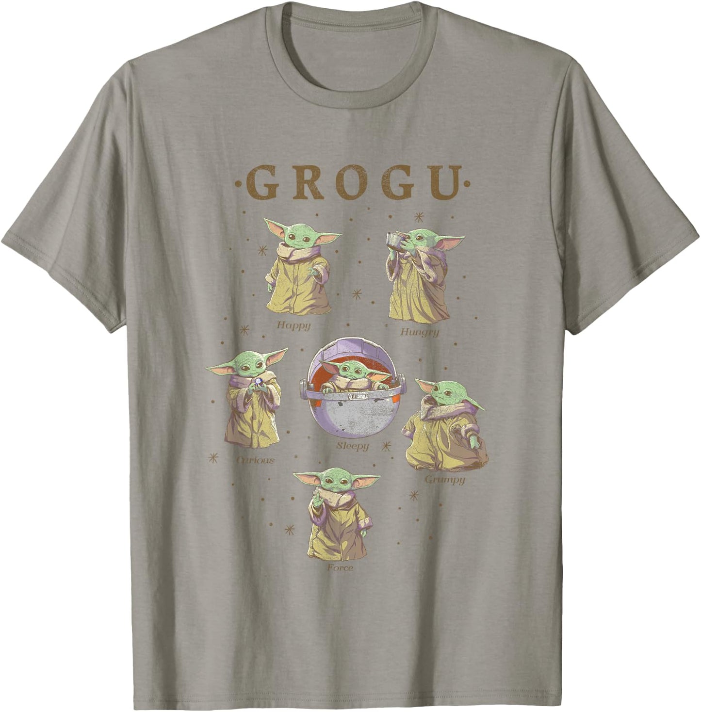 Star Wars: The Mandalorian Grogu Moods Of The Child Vintage T-Shirt - T-Shirt | Sand