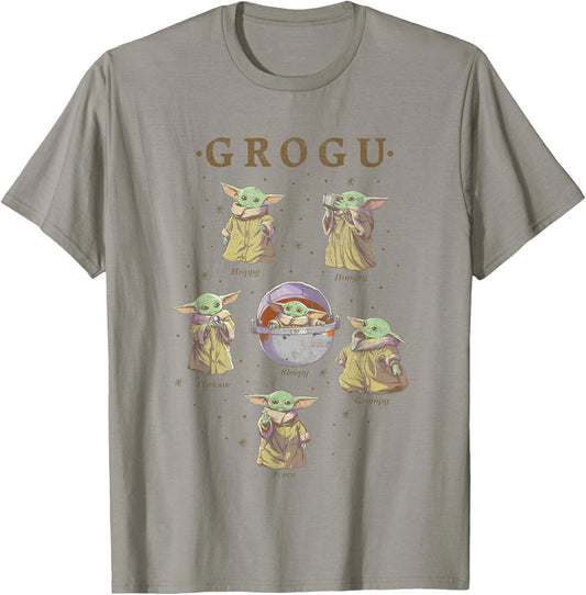 Star Wars: The Mandalorian Grogu Moods Of The Child Vintage T-Shirt - T-Shirt | Sand