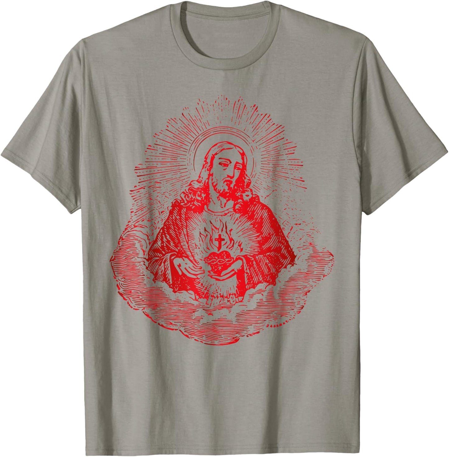 Sacred Heart of Jesus Christ Vintage Art Catholic T-Shirt - T-Shirt | Sand