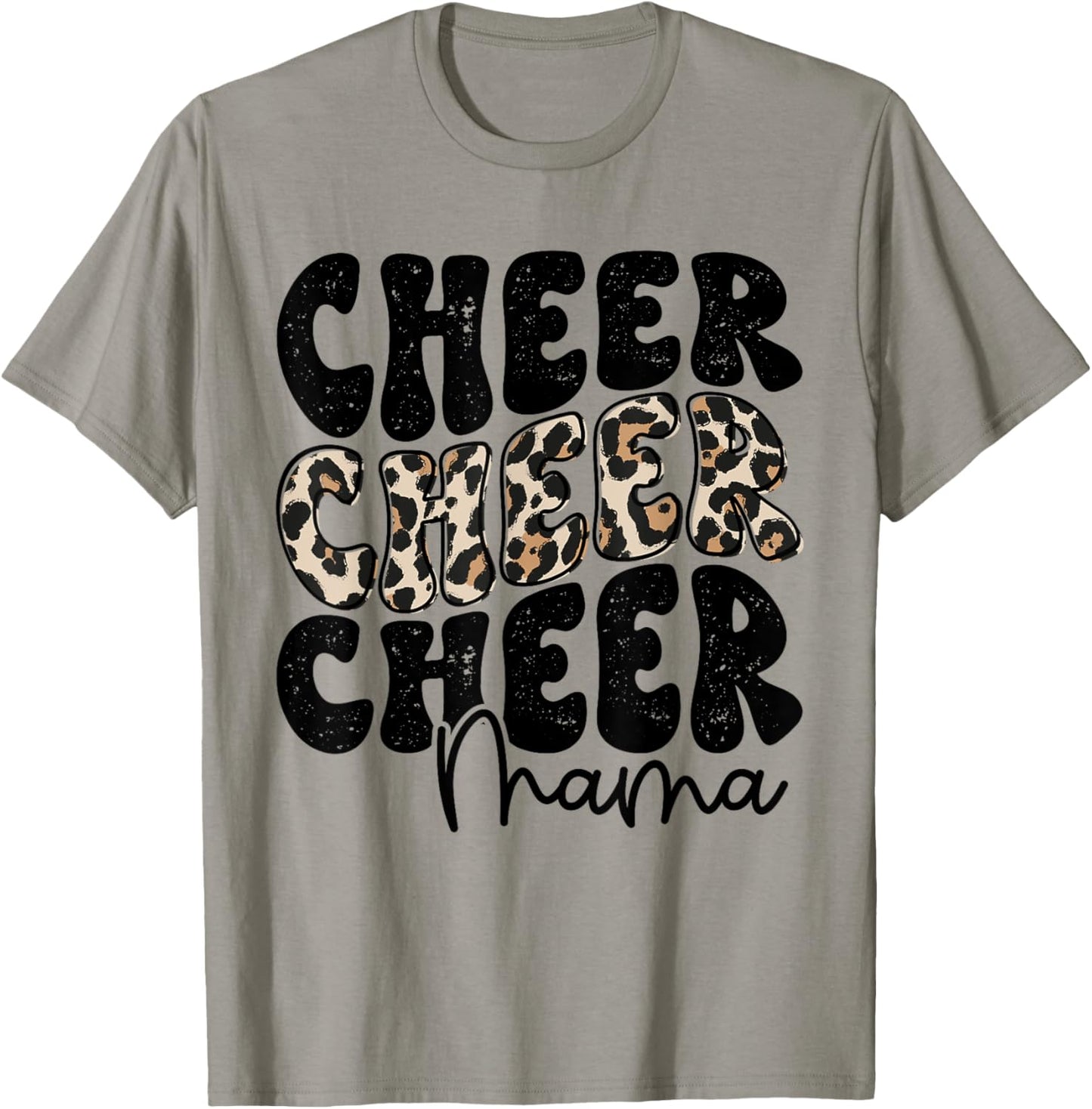 Cheer Mama Leopard Proud Cheerleading Mom Biggest Fan T-Shirt - T-Shirt | Sand