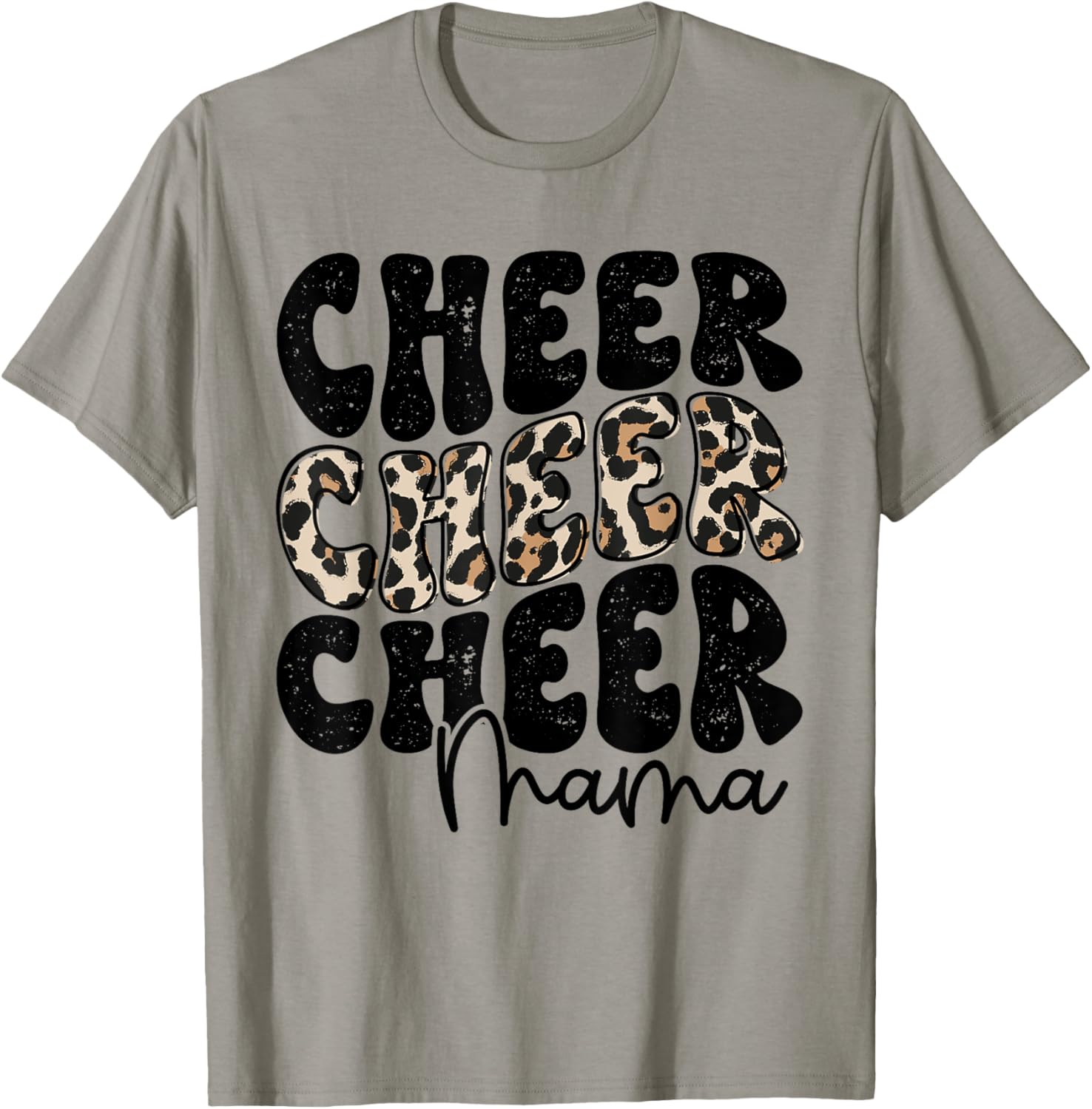 Cheer Mama Leopard Proud Cheerleading Mom Biggest Fan T-Shirt - T-Shirt | Sand