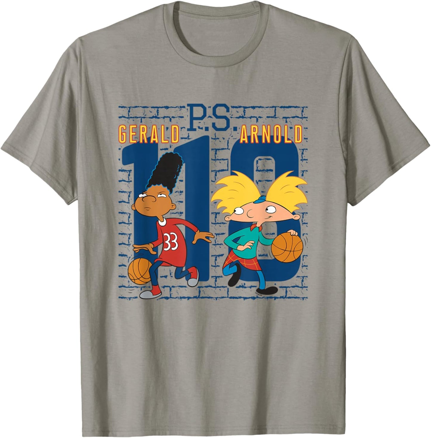 Hey Arnold! Gerald PS Arnold 118 Collegiate Big Chest Logo T-Shirt - T-Shirt | Sand