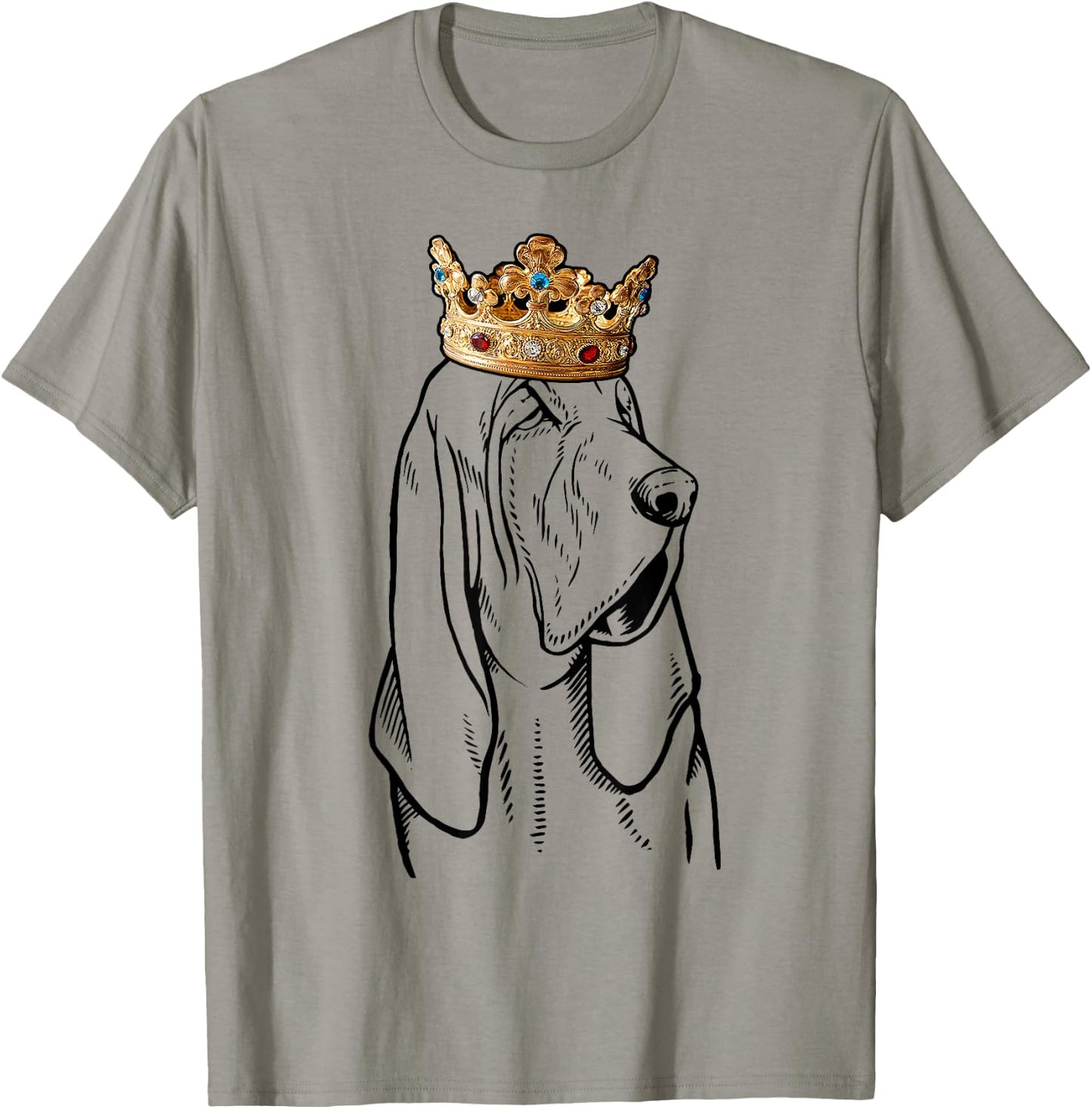 Bloodhound Dog Wearing Crown T-Shirt - T-Shirt | Sand