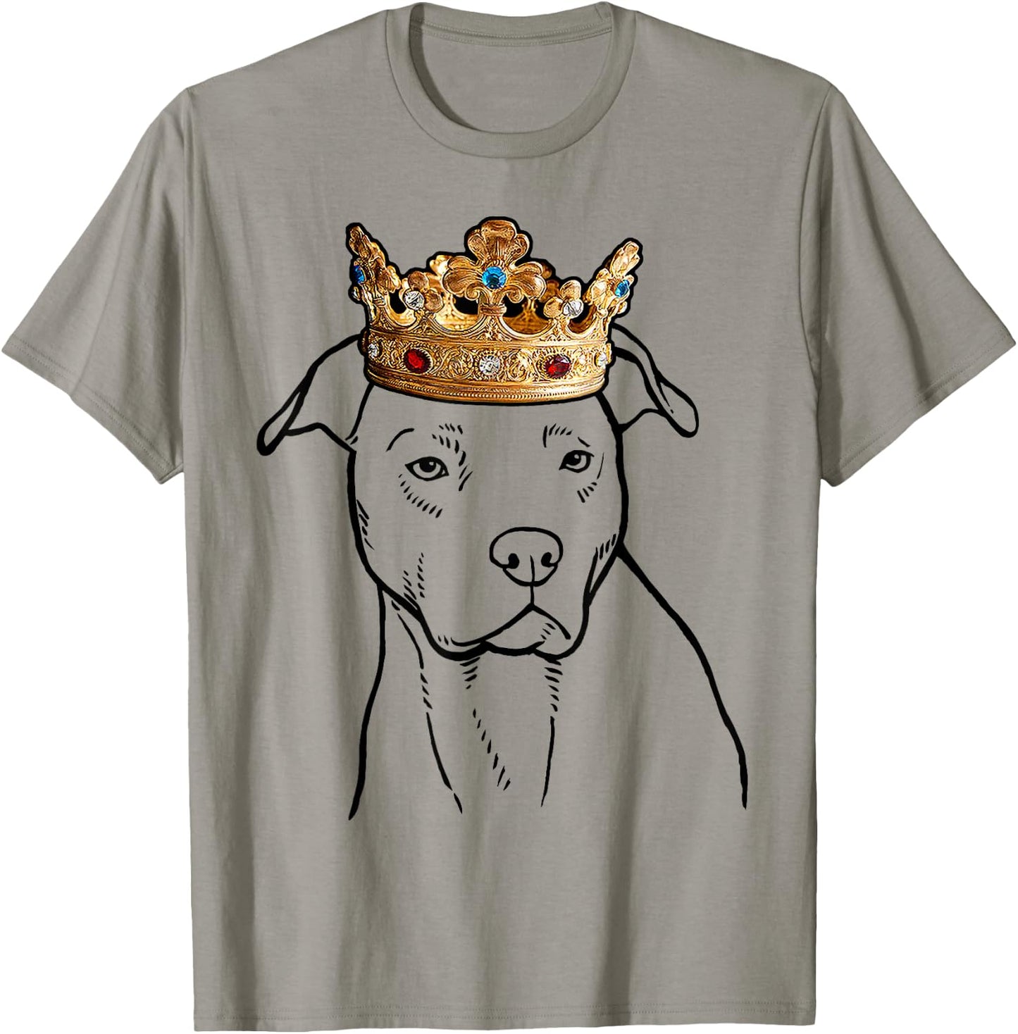 American Pit Bull Terrier Dog Wearing Crown T-Shirt - T-Shirt | Sand