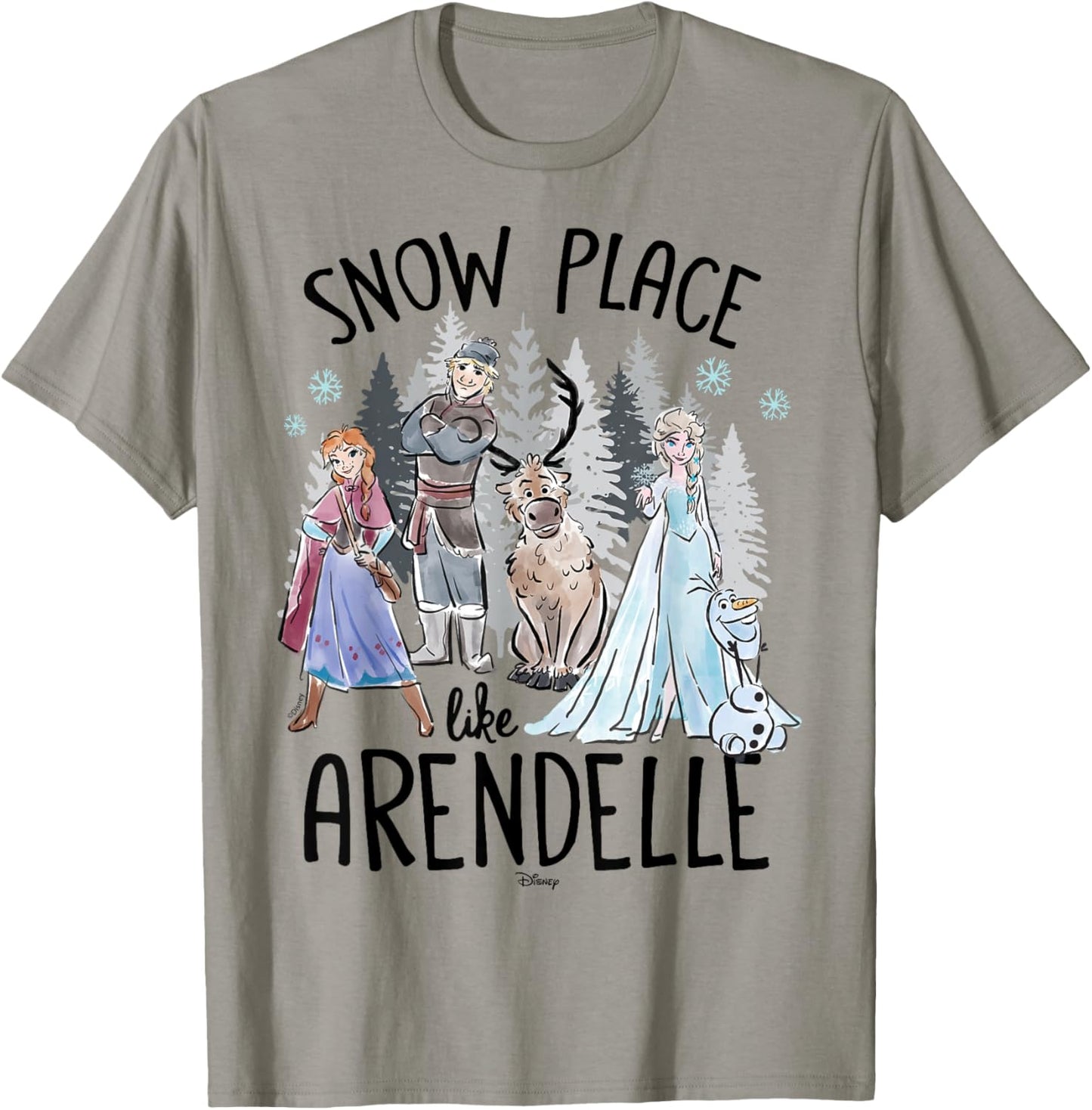 Frozen - Elsa Anna Olaf Kristoff Snow Place Like Arendelle T-Shirt - T-Shirt | Sand