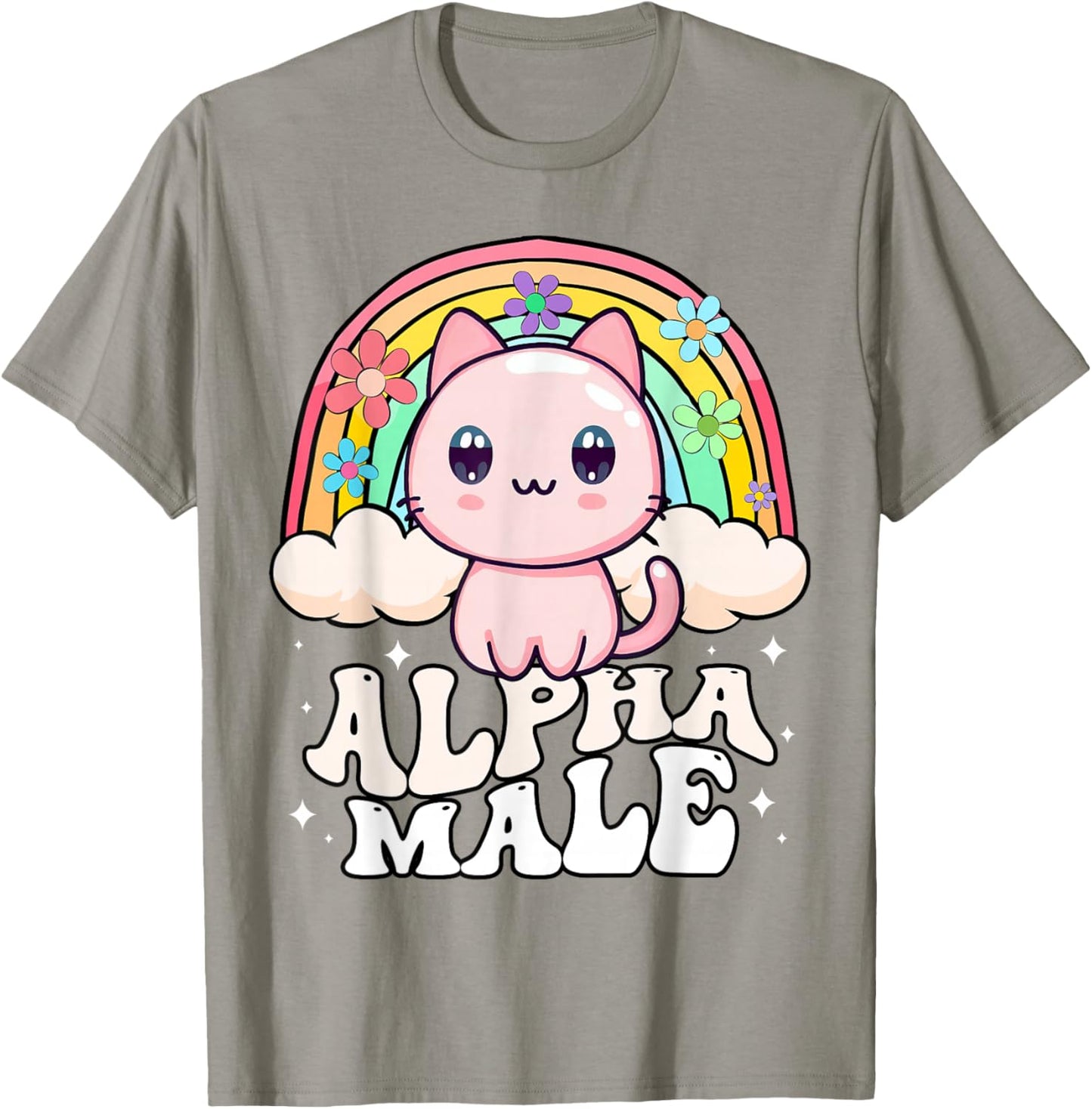 Alpha Male Cat Kitten Rainbow T-Shirt - T-Shirt | Sand