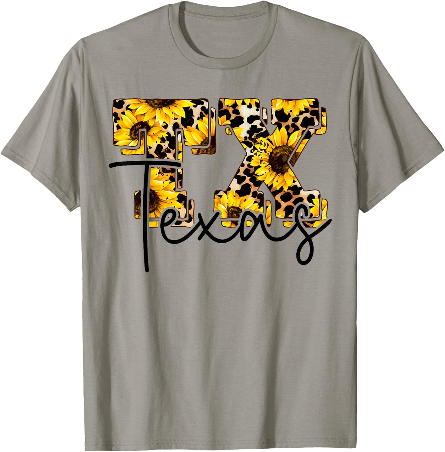 Texas Sunflower Leopard Print Gift T-Shirt - T-Shirt | Sand
