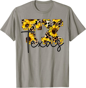 Texas Sunflower Leopard Print Gift T-Shirt - T-Shirt | Sand