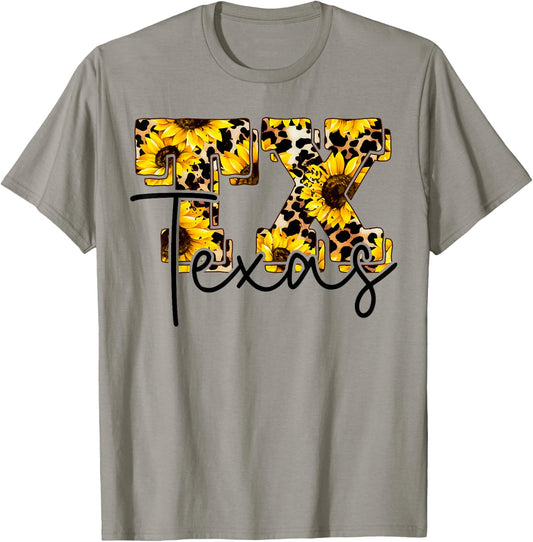 Texas Sunflower Leopard Print Gift T-Shirt - T-Shirt | Sand