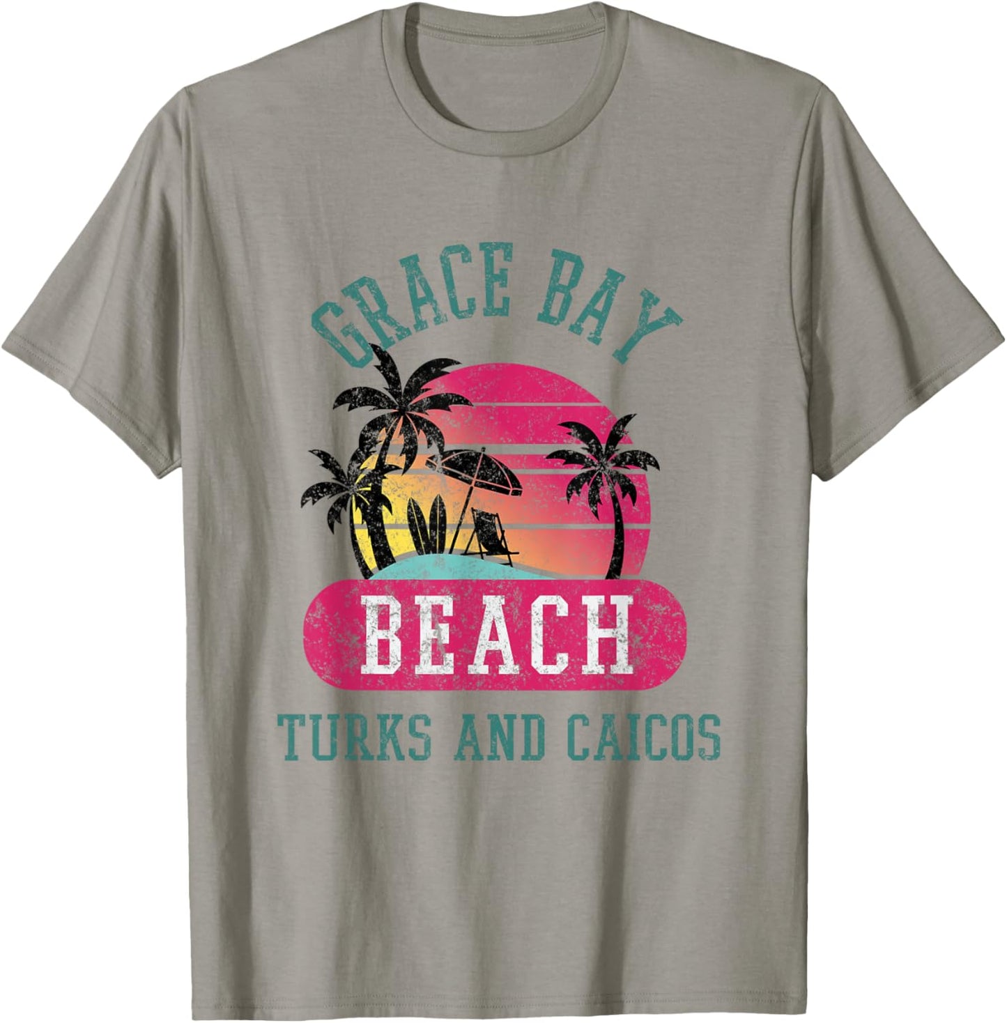Retro Cool Distressed Grace Bay Beach Turks & Caicos Island Men Women T-Shirt - T-Shirt | Sand