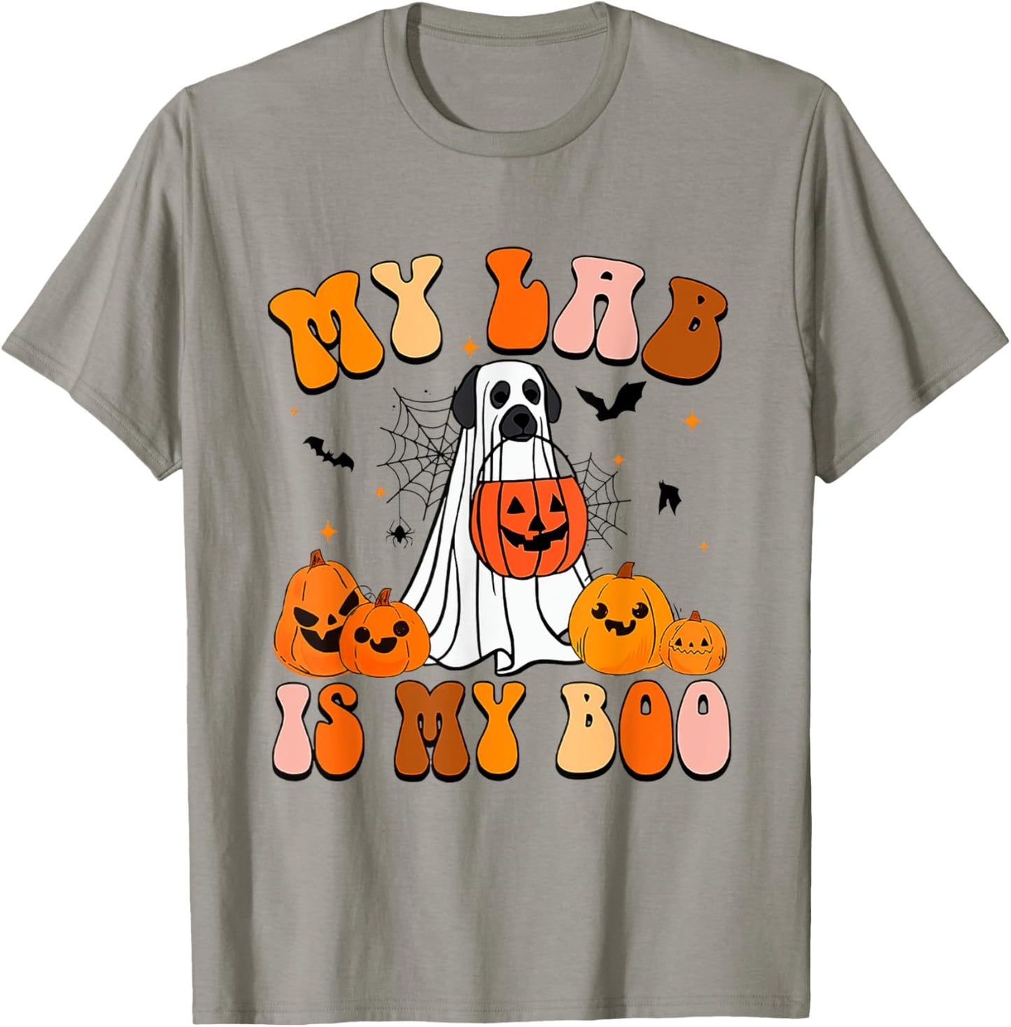 My Lab Is My Boo Dog Ghost Dog Halloween Retro Labrador Mama T-Shirt - T-Shirt | Sand