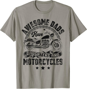 Awesome Dads Have Daughters And Motorcycle Biker Dad Father T-Shirt - T-Shirt | Sand