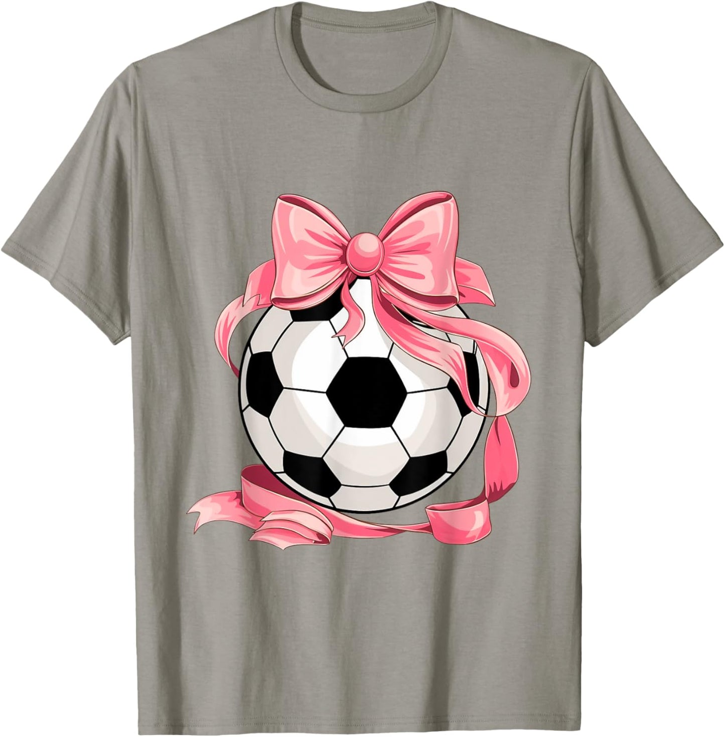 Cute Pink Bow Coquette Ball Soccer Girl Aesthetic Player Mom T-Shirt - T-Shirt | Sand