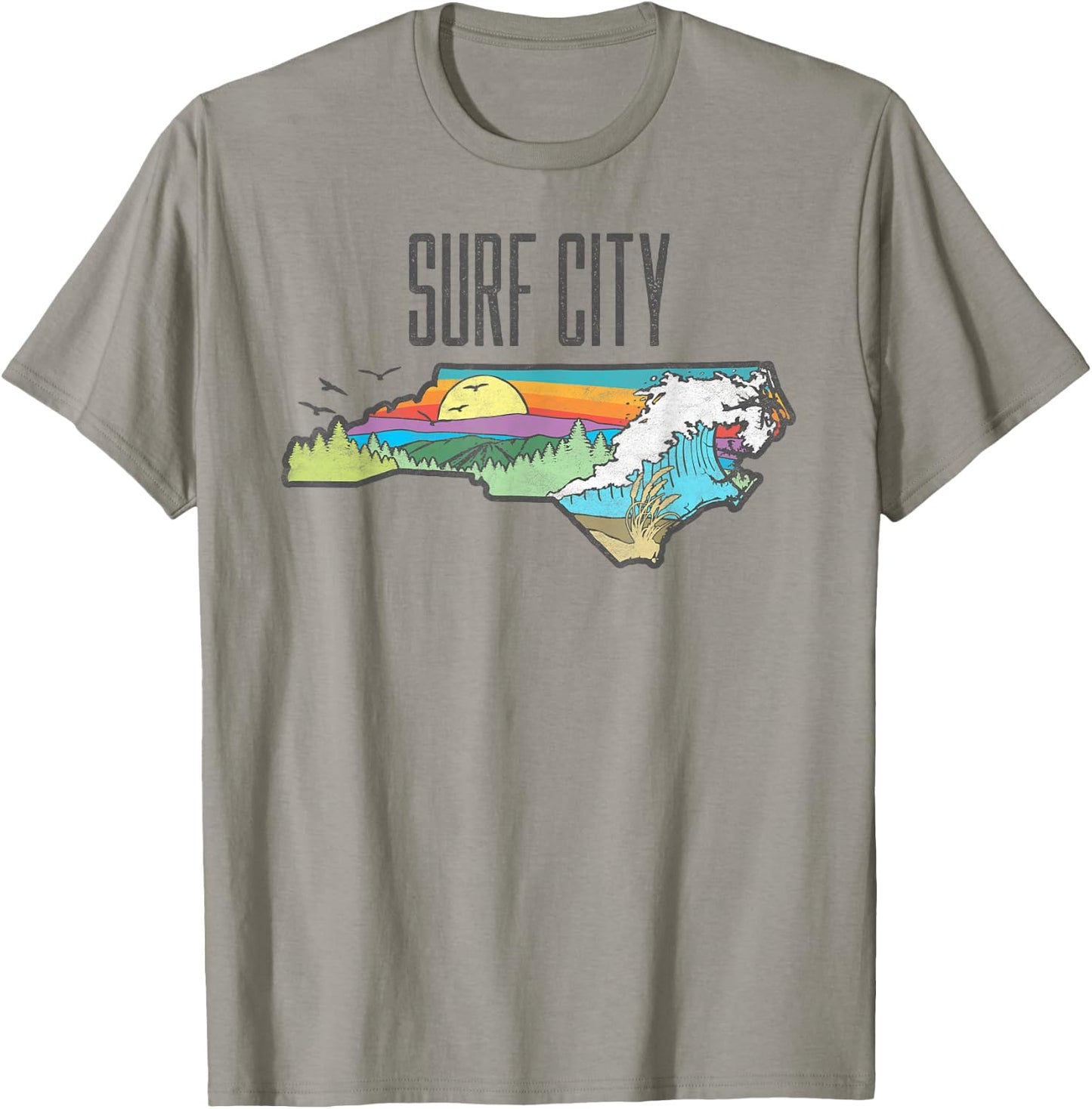 Surf City State of North Carolina Outdoors Graphic T-Shirt - T-Shirt | Sand
