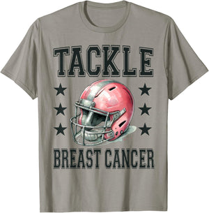 Tackle Breast Cancer Pink Football Helmet Awareness Design T-Shirt - T-Shirt | Sand