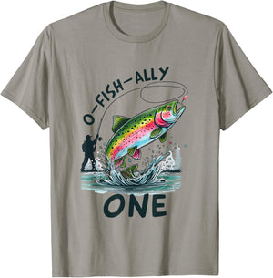 O Fish Ally One 1st Fishing First Birthday Party Fisher Boys T-Shirt - T-Shirt | Sand