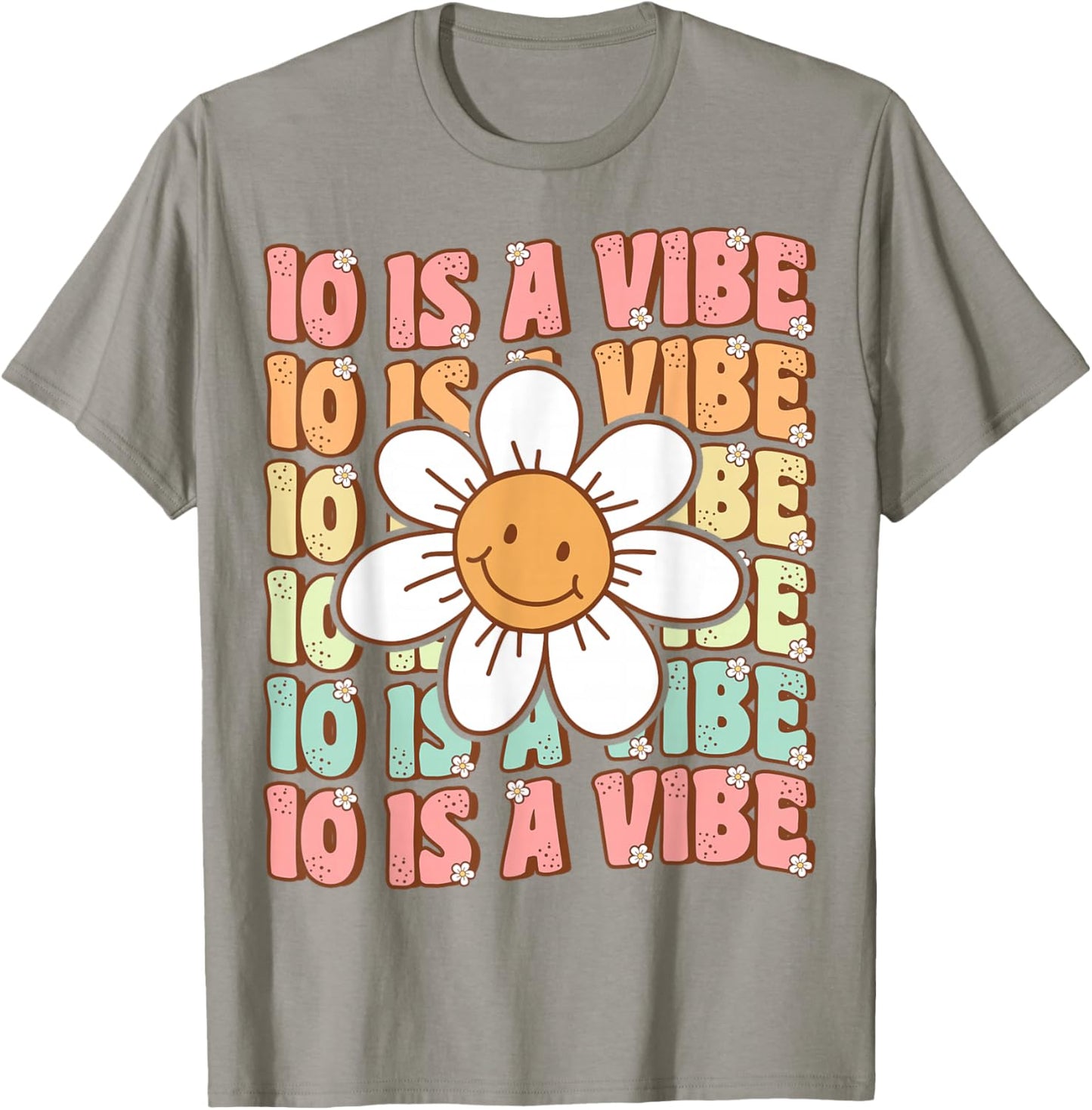 Ten is A Vibe Cute Groovy 10th Birthday Party Daisy Flower T-Shirt - T-Shirt | Sand