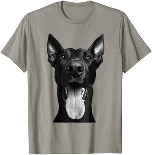 Cool Doberman Sticking Tongue Out Playful Defiance T-Shirt - T-Shirt | Sand