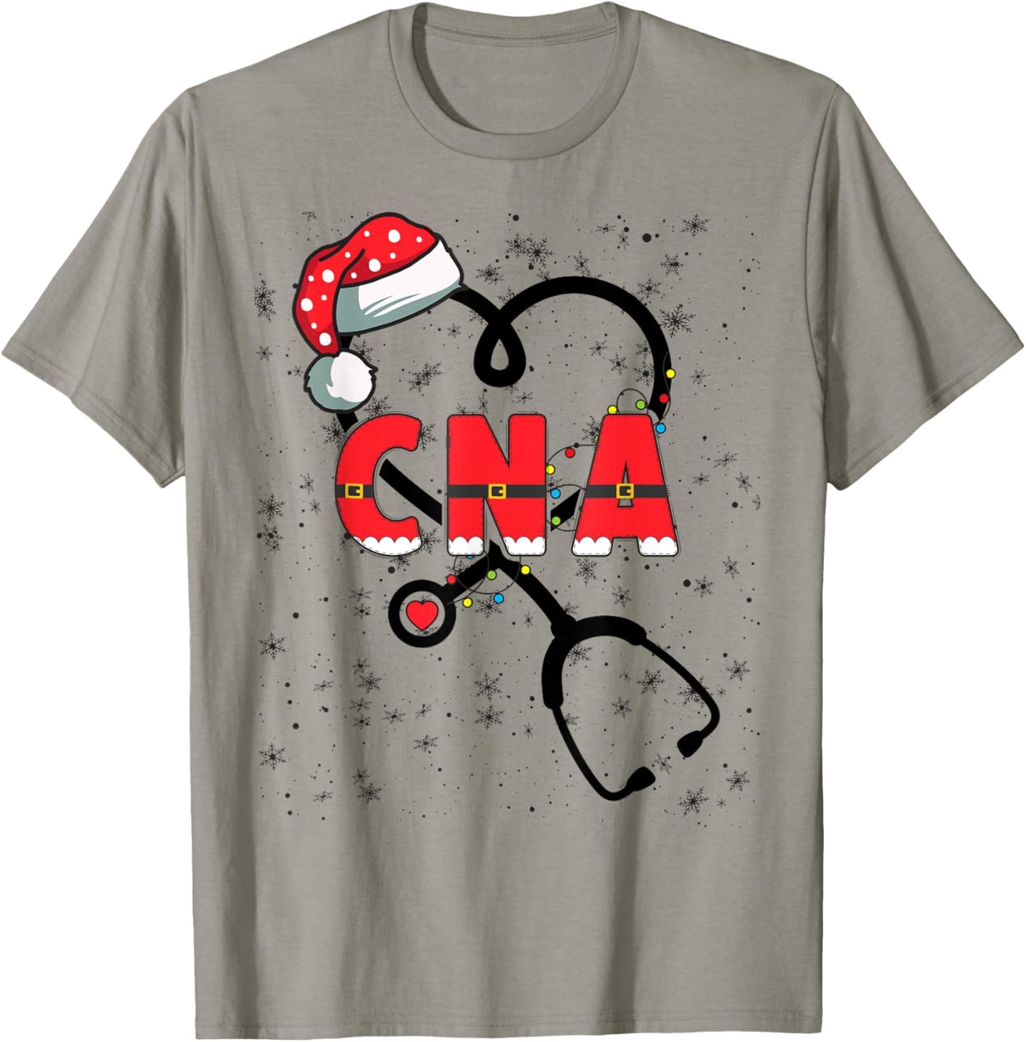 CNA Christmas Heart Certified Nursing Assistant Xmas Party T-Shirt - T-Shirt | Sand