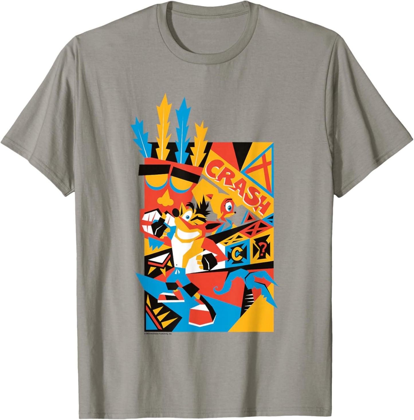 Crash Bandicoot Retro Nineties Crash Aku Aku Graffiti Badge T-Shirt - T-Shirt | Sand