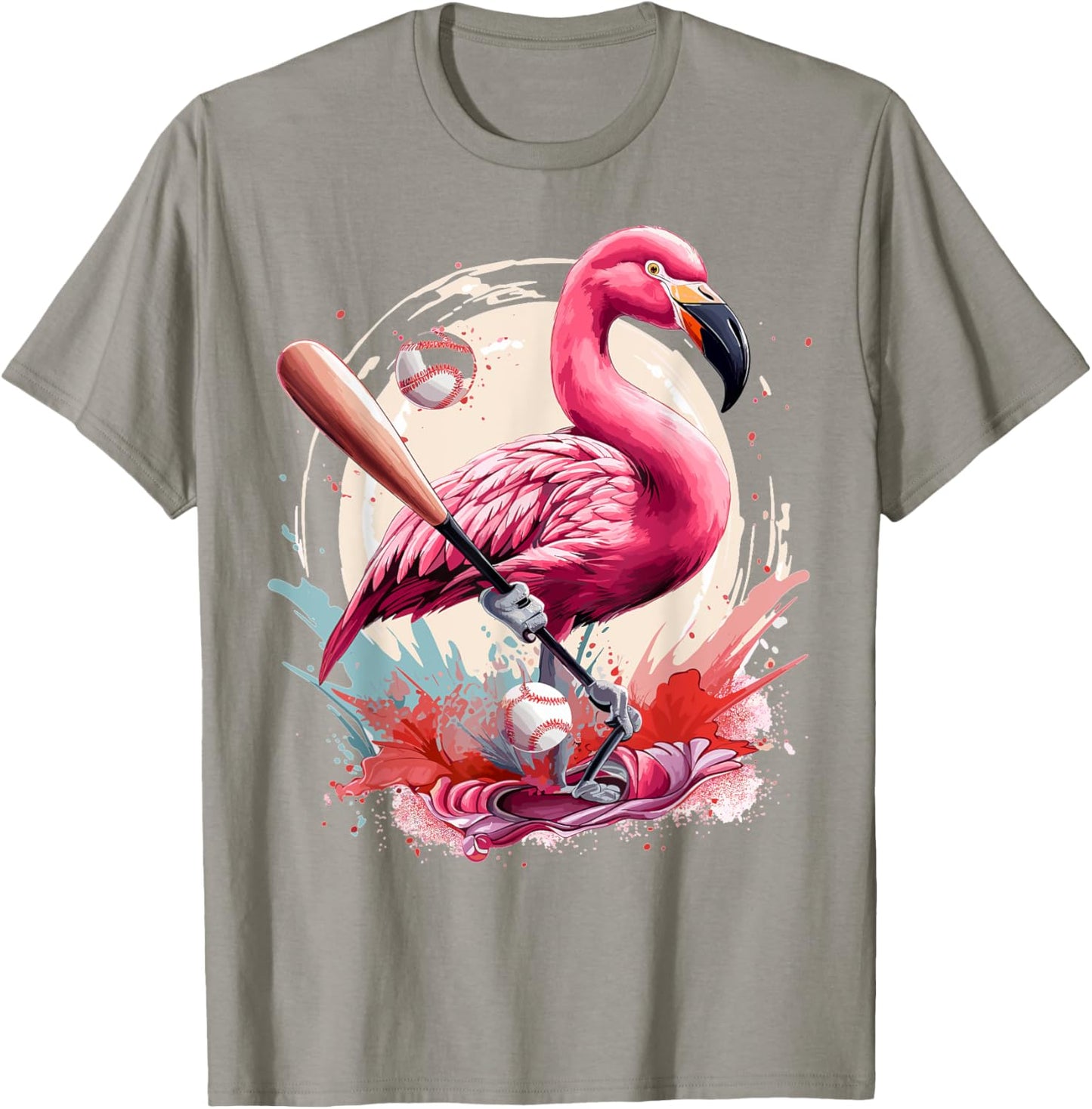 Flamingo Playing Baseball Funny Baseball Player Boys Girls T-Shirt - T-Shirt | Sand