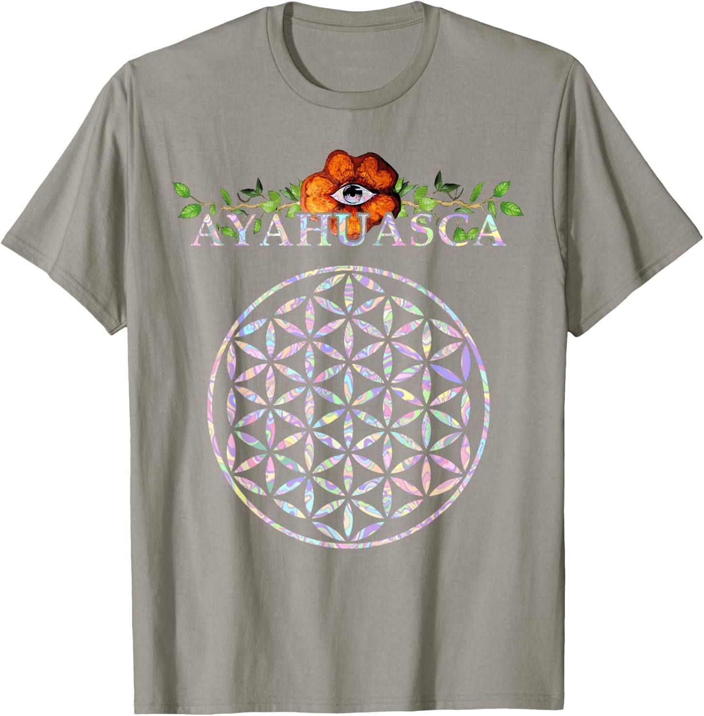Ayahuasca Mandala Sacred Geometry Flower of Life DMT Shirt T-Shirt - T-Shirt | Sand