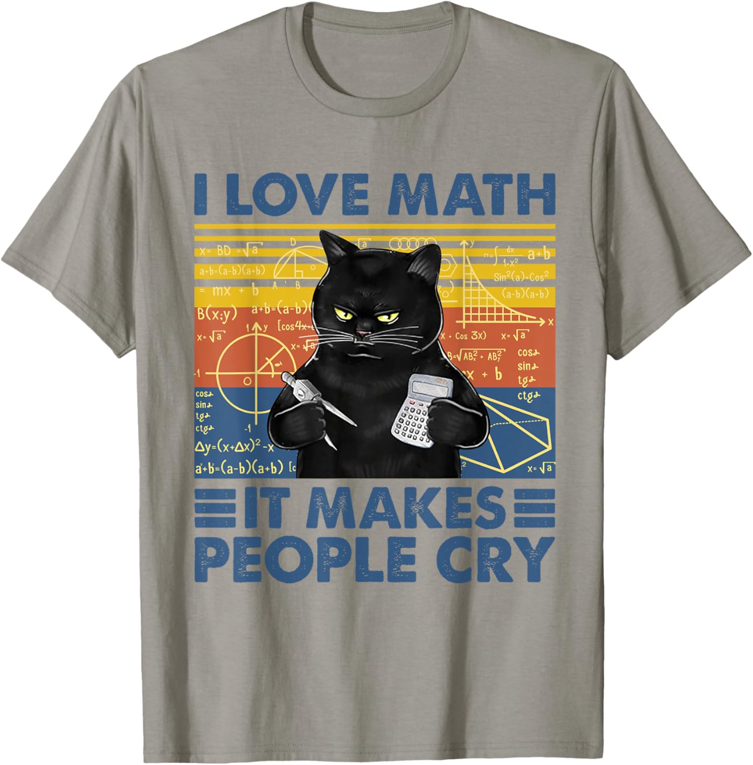Black Cat Teacher I Love Math It Make People Cry Women T-Shirt - T-Shirt | Sand