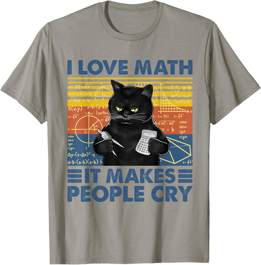 Black Cat Teacher I Love Math It Make People Cry Women T-Shirt - T-Shirt | Sand