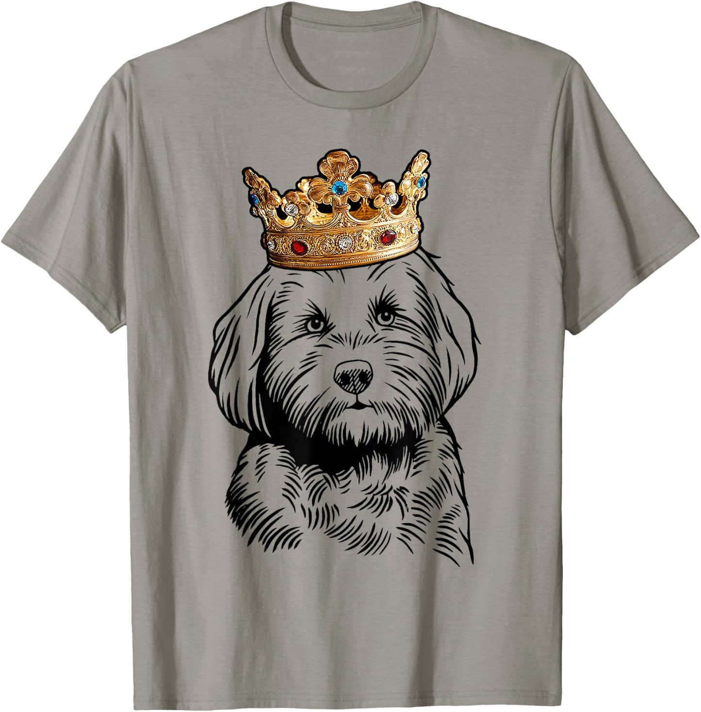 Cavapoo Dog Wearing a Crown T-Shirt - T-Shirt | Sand