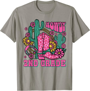 Howdy 2nd Grade Western Second Grade Teacher Cowboy Cowgirl T-Shirt - T-Shirt | Sand