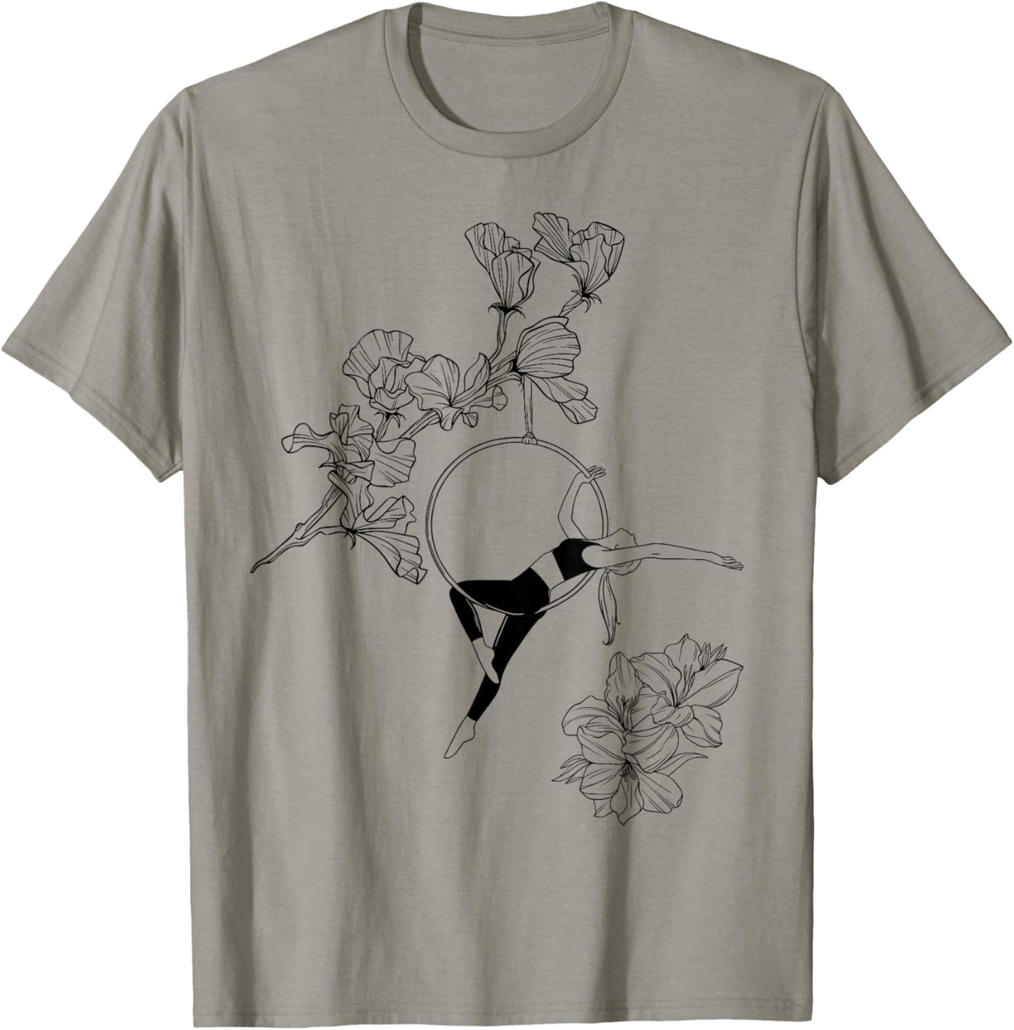 Aerial Hoop, Aerial Artist Circus, Aerial Yoga Gifts Flowers T-Shirt - T-Shirt | Sand