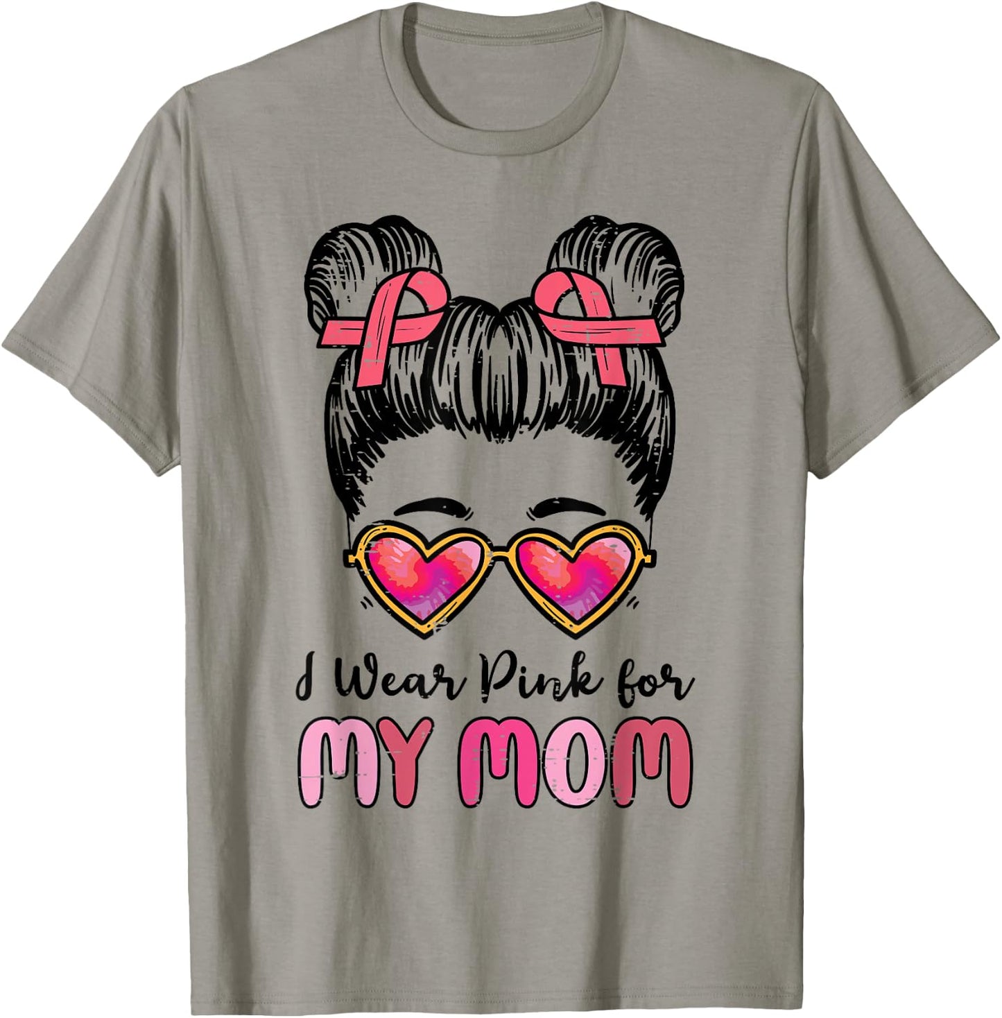I Wear Pink For My Mom Breast Cancer Awareness Girls Kids T-Shirt - T-Shirt | Sand