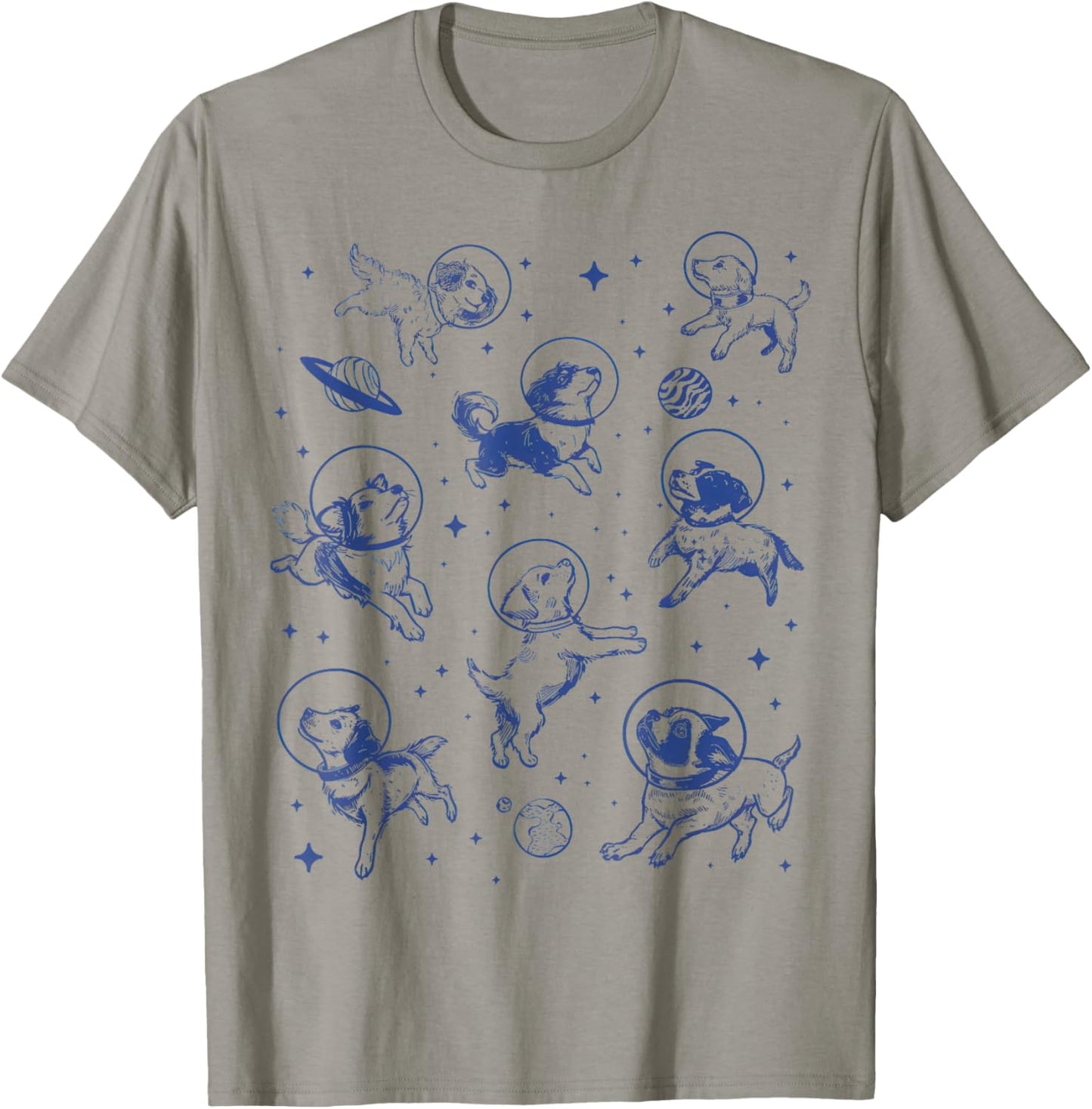 Dogs in Space Retro T-Shirt - T-Shirt | Sand