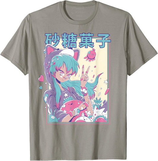 Candycore Girl Cute Pink Pastell Kawaii Anime Aesthetic #1 T-Shirt - T-Shirt | Sand