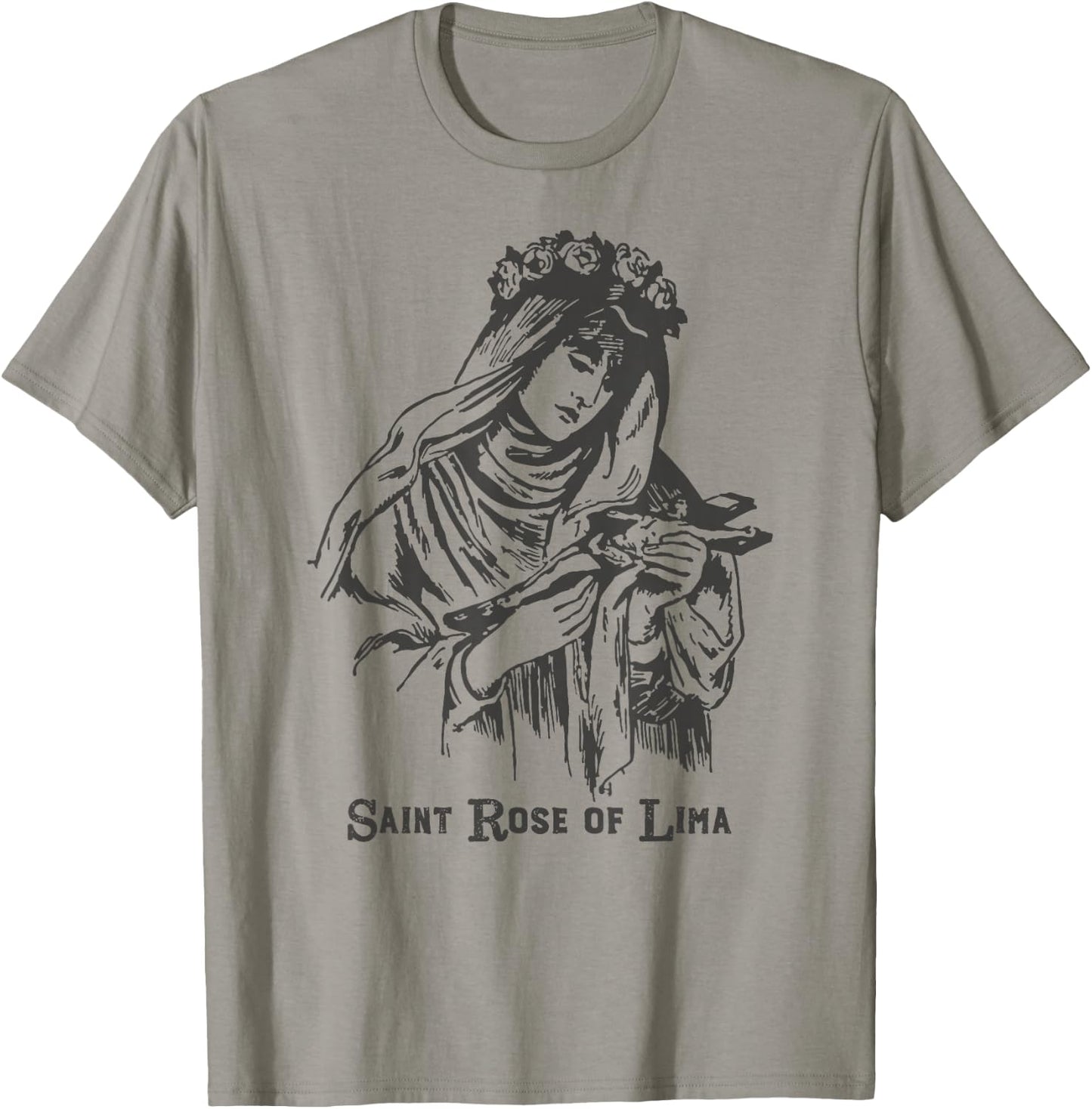 St Rose of Lima Catholic Saints Vintage Patron Saint Gardens T-Shirt - T-Shirt | Sand
