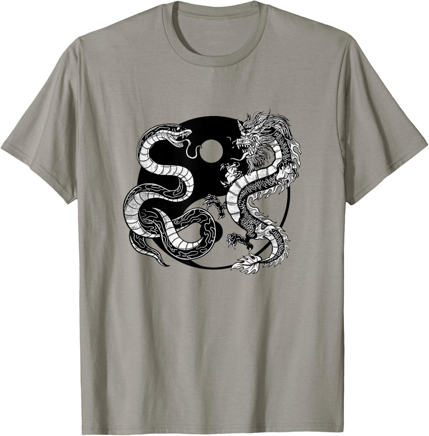 Yin And Yang Snake And Dragon Vintage T-Shirt - T-Shirt | Sand