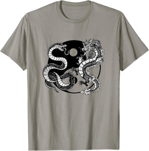 Yin And Yang Snake And Dragon Vintage T-Shirt - T-Shirt | Sand